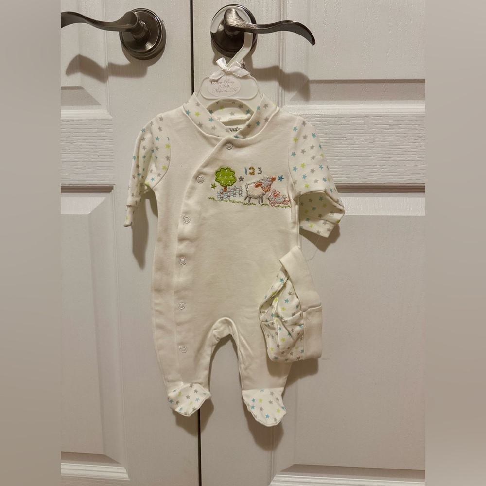 Charming Cream Kids Footie with Star Accents
